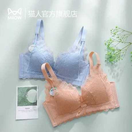 猫人内衣女小胸聚拢收副乳防下垂断码品牌夏季薄款性感蕾丝文胸罩图片