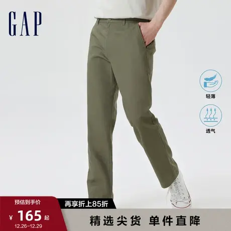 【轻透气系列】Gap男装秋季新款轻薄直筒卡其裤棉麻长裤606622图片
