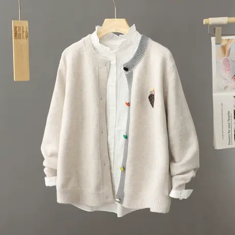 早春2024新款别致宽松外搭独特高级感长袖针织开衫上衣女毛衣外套商品大图