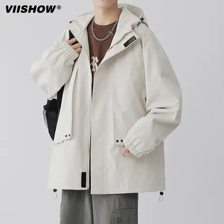 VIISHOW夹克外套男美式复古痞帅潮户外连帽工装冲锋夹克春秋上衣商品大图