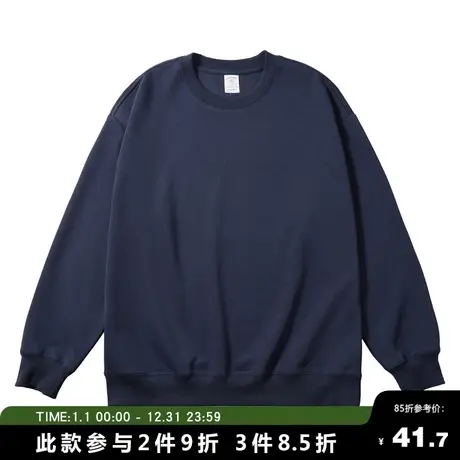 纯色圆领卫衣男女款情侣装春秋款美式oversize宽松大码百搭上衣图片