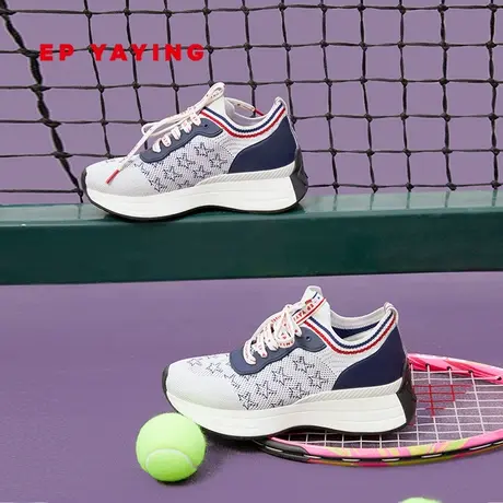 [巴黎设计师款]EP雅莹女鞋 拼接厚底休闲运动鞋 商场同款XD01C图片