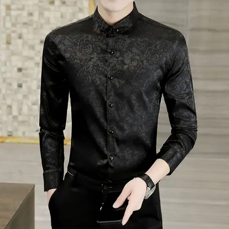 秋装男士长袖衬衫夜场韩版潮牌高级感痞帅男装社会小伙个性衬衣服商品大图