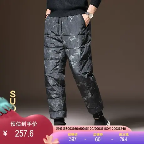 2023秋冬季羽绒裤男外穿白鸭绒加厚保暖修身迷彩户外青年运动棉裤商品大图