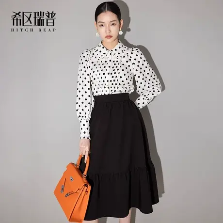 希区瑞普高端衬衫女设计感小众2023春新款亚麻法式波点气质白上衣商品大图