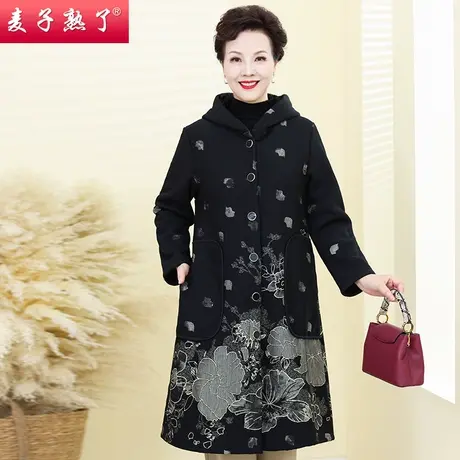 妈妈秋冬加绒外套洋气上衣服阔太太大衣棉衣50岁奶奶中老年女装商品大图