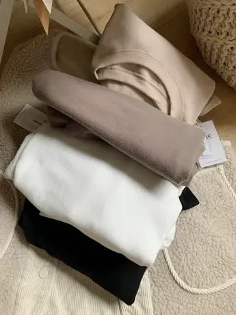 加厚磨毛长袖t恤女韩版气质简约洋气纯色内搭双面德绒打底衫上衣商品大图