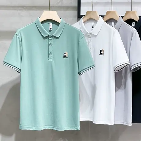 冰丝光棉polo衫男士短袖潮牌商务时尚男装衣服潮流t恤男夏季新款商品大图
