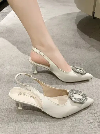 小香风细跟高跟鞋法式凉鞋女2023春夏新款气质名媛配裙子后空单鞋图片