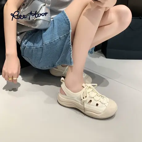 REEMOOR睿慕2023新款夏季透气时尚镂空洞洞鞋ins潮厚底网红凉鞋女商品大图
