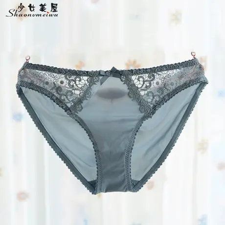 蕾丝丝滑牛奶丝内裤女士三角裤半透明灰色底裤性感内衣裤短裤低腰商品大图