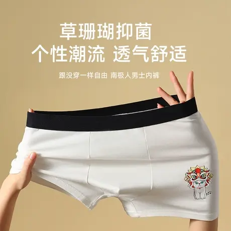 南极人男士内裤新款秋冬纯棉无痕透气潮流中腰男生青少年平角裤图片