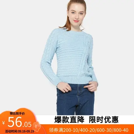 艾格冬季女装新品时尚百搭休闲纯色甜美长袖套头针织衫Y112图片
