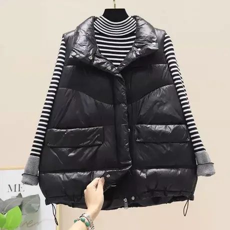 反季羽绒棉马夹女2023冬款新韩版时尚显瘦大口袋保暖立领棉马甲潮图片