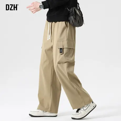 男士卡其色直筒工装裤男2023新款秋季宽松阔腿裤机能裤休闲裤男款商品大图