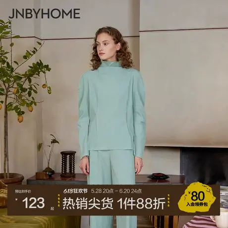 【轻盈泡泡纱】JNBYHOME江南布衣秋冬家居服长袖立领收腰套装商品大图