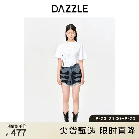 DAZZLE地素奥莱 春季小众设计感别致蝴蝶结装饰A字牛仔短裤女商品大图
