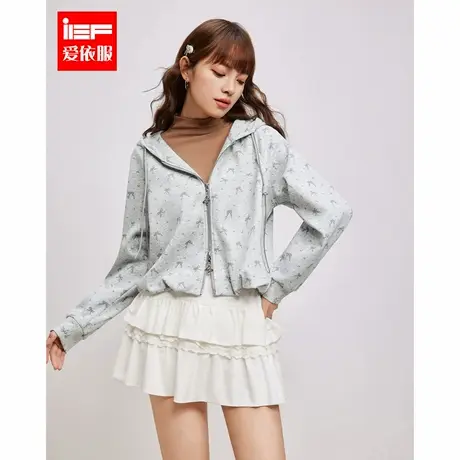 IEF/爱依服2025春季新款美式甜酷休闲运动风通勤百搭连帽卫衣外套商品大图