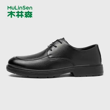 木林森男鞋2025新款商务休闲百搭皮鞋真皮软底男士系带通勤德比鞋商品大图