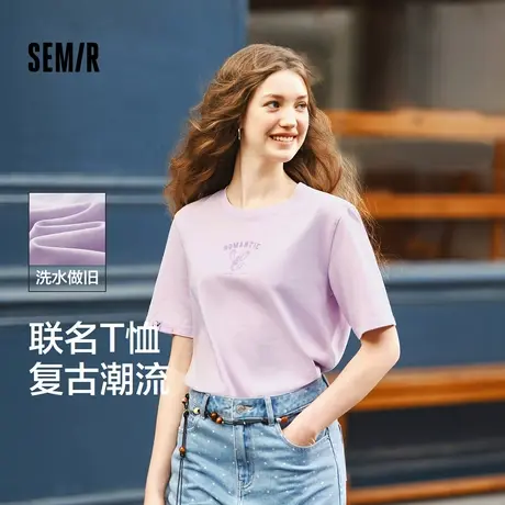 森马大力水手联名短袖T恤女图案潮流趣味夏季宽松做旧衣服复古XY商品大图