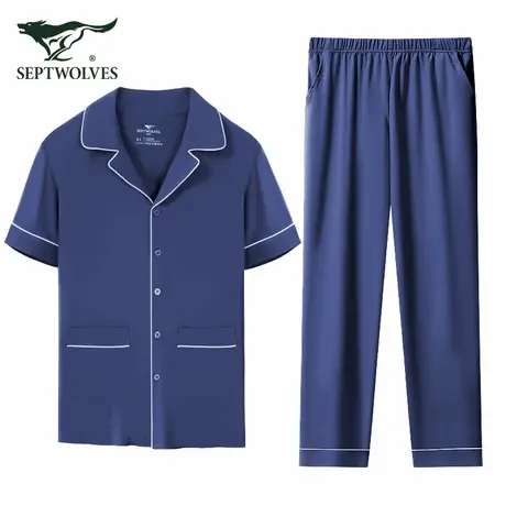 七匹狼睡衣男家居服套装2025新款男士纯棉短袖春秋夏季居家服男款商品大图