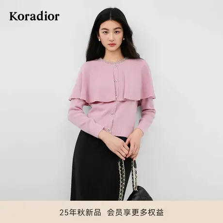 珂莱蒂尔25冬新款【星光针织】法式香风斗篷绵羊毛针织套头女毛衣商品大图