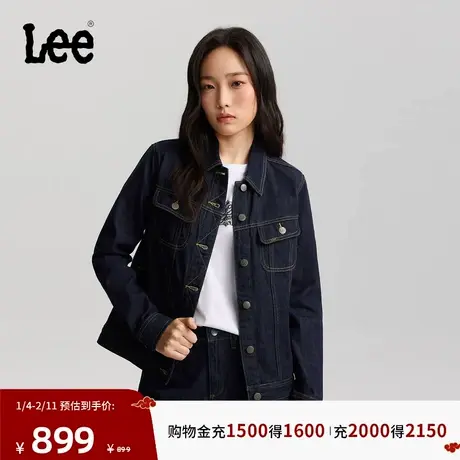 Lee商场同款26春夏新品标准版翻领清水洗女骑士牛仔夹克外套潮流图片