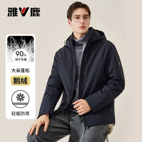 yaloo/雅鹿【90鹅绒】纯色连帽商务通勤基础简约羽绒服男商品大图