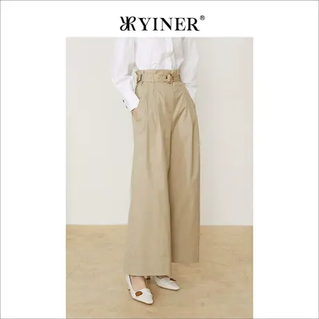 YINER音儿商场同款女装2021秋季新款高腰宽松大阔腿休闲裤商品大图