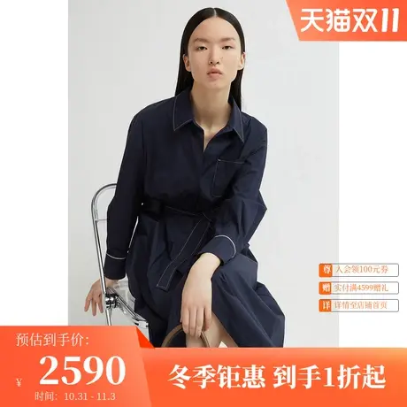 恩裳商场同款夏季女装时尚褶皱立体感设计A摆棉质衬衫裙图片