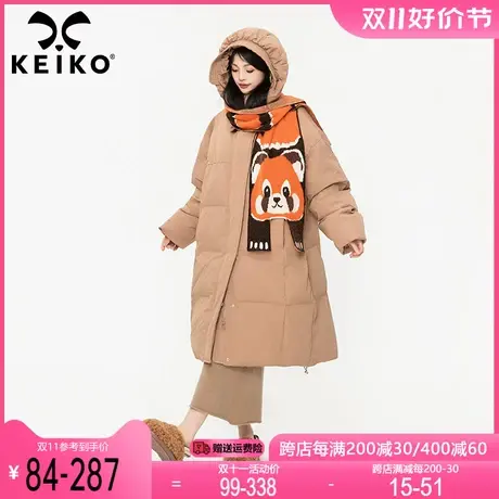 KEIKO 冬季连帽棉服中长韩版通勤oversize直筒显瘦加厚外套面包服商品大图