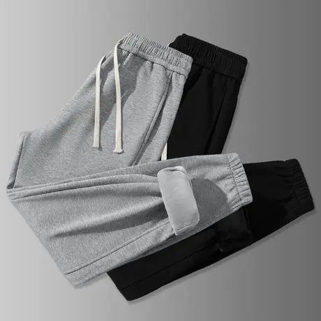 休闲长裤子男秋冬款加绒运动裤小脚束脚九分抽绳卫裤宽松潮流百搭商品大图