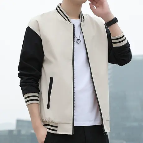 青少年棒球服外套男春秋款潮流拼接撞色夹克男生痞帅休闲上衣服潮商品大图