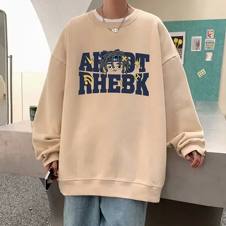 卫衣男秋冬季2023新款港风男装宽松圆领长袖打底衫美式潮牌上衣服商品大图