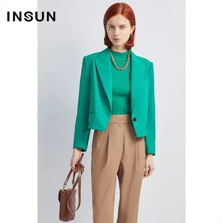 INSUN恩裳秋季截断式一粒扣西装外套图片