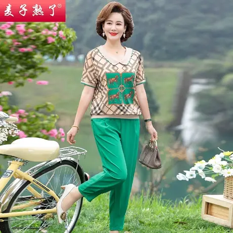 妈妈夏装短袖T恤衫新款50岁洋气卫衣中老年女装阔太太上衣母亲节商品大图