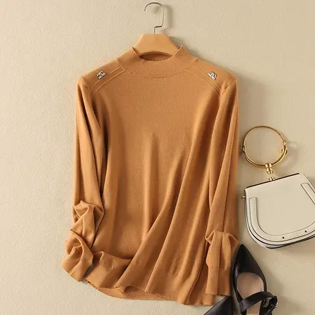 半高领毛衣女春装内搭新款韩版宽松套头加厚百搭长袖针织打底衫女商品大图