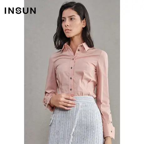 INSUN恩裳春季OL修身长袖棉质衬衫商品大图