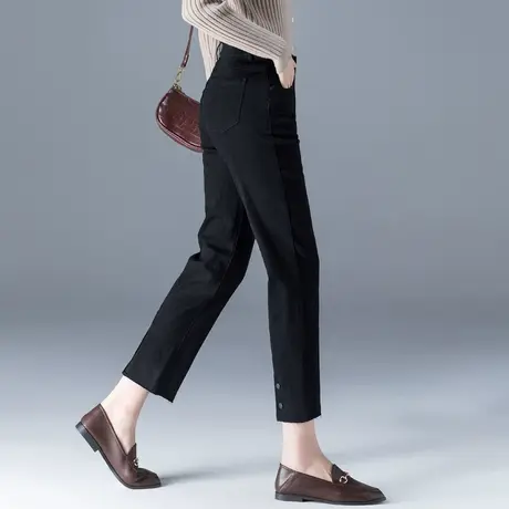 黑色直筒牛仔裤女夏季高腰显瘦2024新款薄款休闲女裤九分烟管裤子商品大图