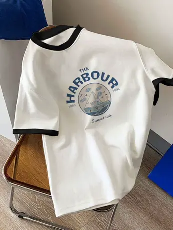 插肩短袖下衣失踪t恤女夏季宽松中长款字母印花oversize半袖上衣商品大图