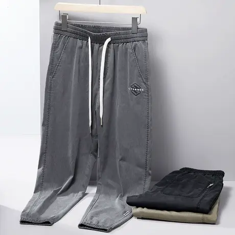 痞帅薄款冰丝工装休闲裤男士束脚宽松夏季夏款运动男款男裤子潮牌商品大图