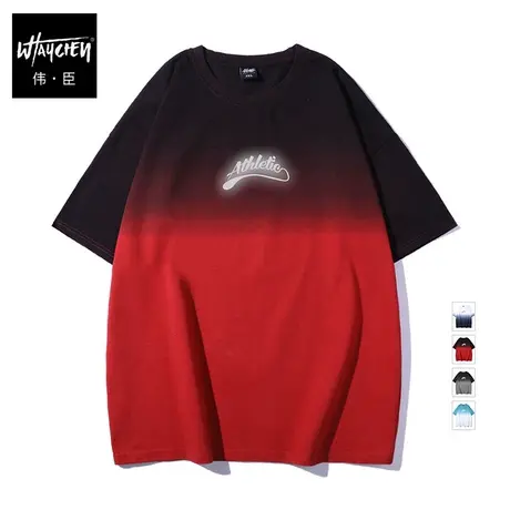 伟臣潮流大码男式夏季短袖T恤胖子加肥加大宽松纯棉扎染圆领半袖图片