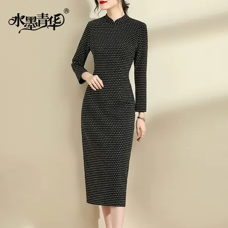 【1件7.9折】名媛气质针织连衣裙女新品冬季百搭显瘦提花打底裙子商品大图