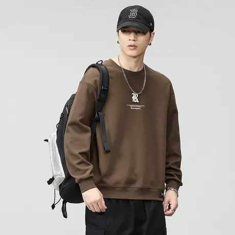 潮流字母印花长袖卫衣圆领纯色男士卫衣时尚休闲春秋款休闲卫衣图片