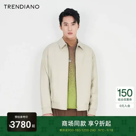 TRENDIANO真皮外套2023新款春秋季男款个性皮衣机车夹克潮商品大图