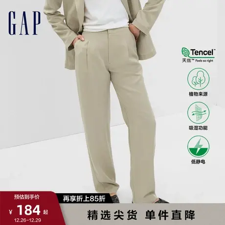Gap女装秋季新款高腰宽松阔腿西装裤卡其裤404698通勤休闲长裤商品大图