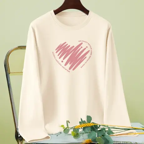 纯棉长袖t恤女春秋内搭打底衫春季上衣2024秋季新款女装宽松春装图片