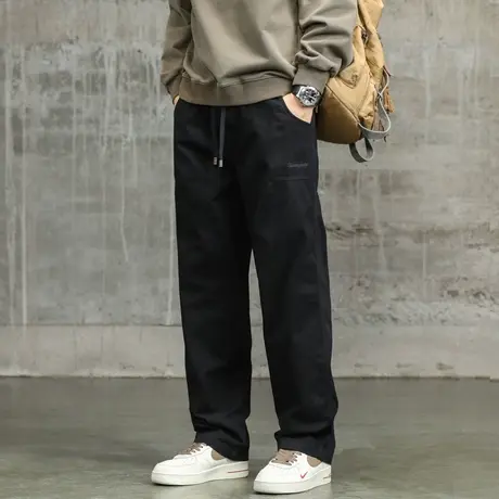 潮流直筒束脚工装裤透气百搭休闲束脚裤裤子男款直筒休闲裤潮流男商品大图