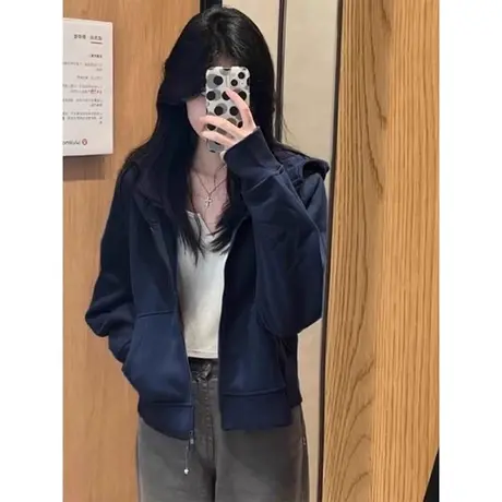 ins超火开衫拉链连帽卫衣女早春秋冬韩版潮学生宽松百搭上衣外套商品大图