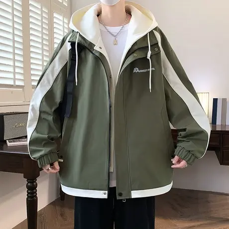 假两件外套男春秋2024新款潮牌宽松休闲夹克男春季青少年痞帅褂子商品大图